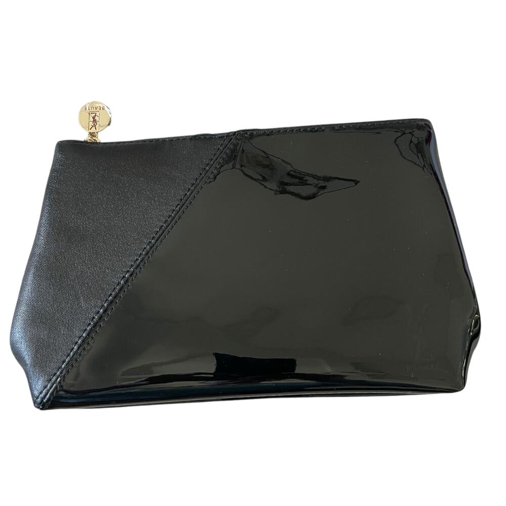 Yves Saint Laurent YSL Beaute Makeup Bag Travel Pouch Black Patent Clutch NEW - Picture 13 of 16